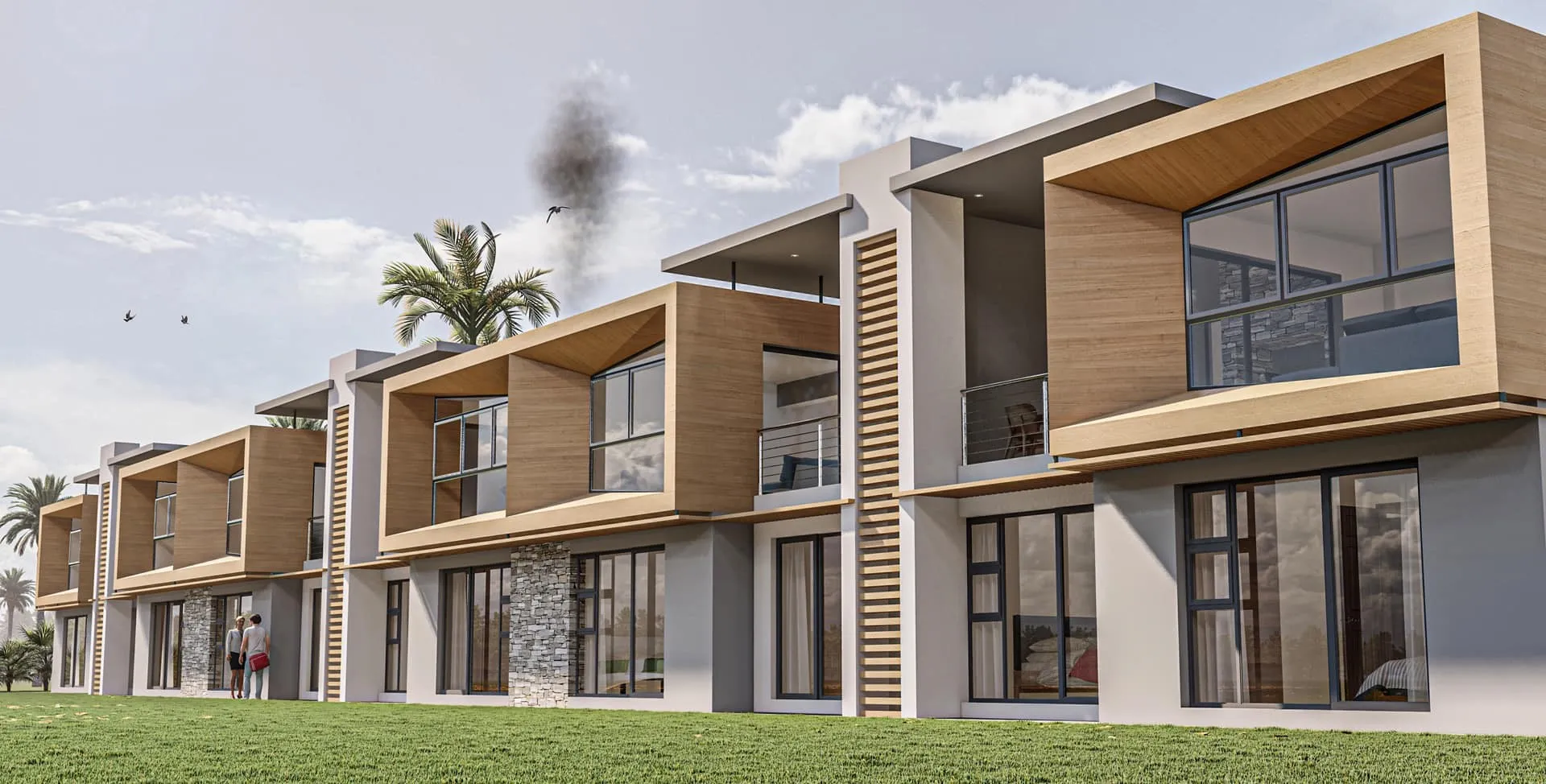 Townhouse development with timber screens