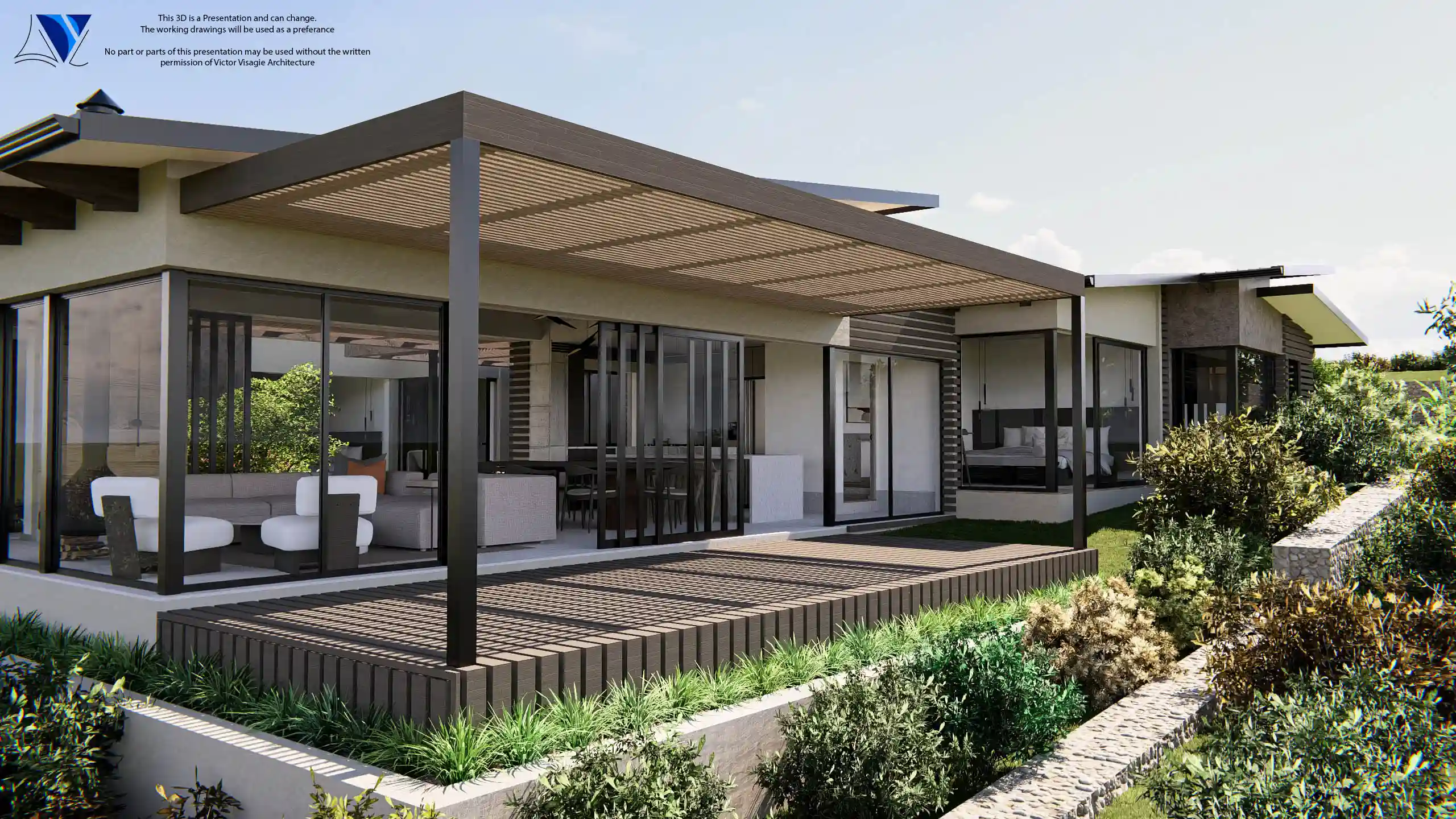 Spec home with a covered patio and timber screens