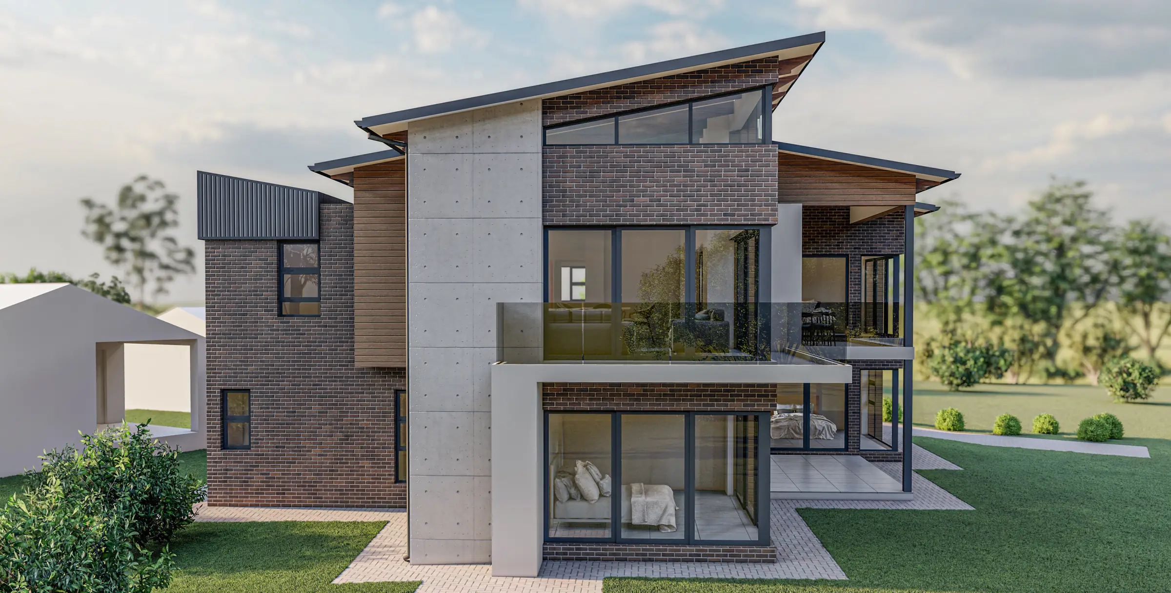 House Labuschagne, a modern double-storey family home with a balcony