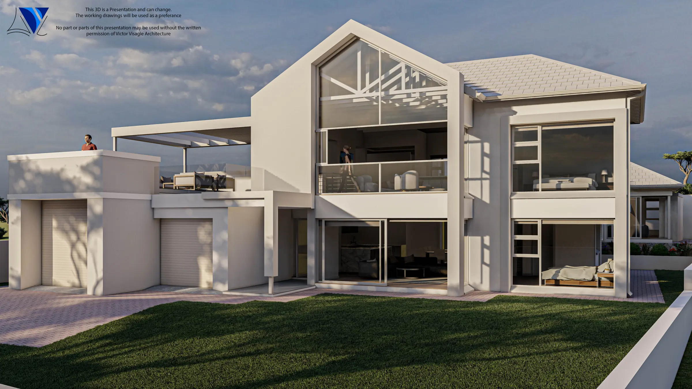 Huis Swan, a double-storey coastal home with a double-volume gable window